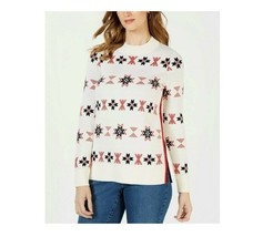 Charter Club Women SZ Large Ivory Combo Snowflake Mock Neck Pullover Sweater NEW - £19.21 GBP