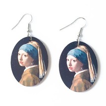 1 Pair Creative Vintage Oil Painting Earrings Minimalism Cartoon Design Female E - £7.29 GBP