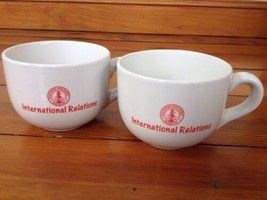 Pair Stanford University International Relations White Ceramic Soup Coff... - £29.10 GBP