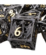 Hollow Dnd Metal Dice Set Black Gold Dungeons And Dragons Dice D And D D... - £51.77 GBP