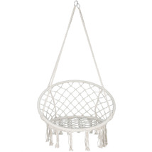 Beige Hanging Cotton Rope Macrame Hammock Chair Swing Garden Decor Play - £59.75 GBP