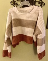 Womens Mom &amp; Madison Cropped Sweater Top Boxy Drop Shoulder L/S Sz. M  GREAT! - $18.00