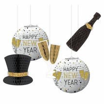 New Years Eve Honeycomb Hanging Decorations 5 Pc - £13.99 GBP