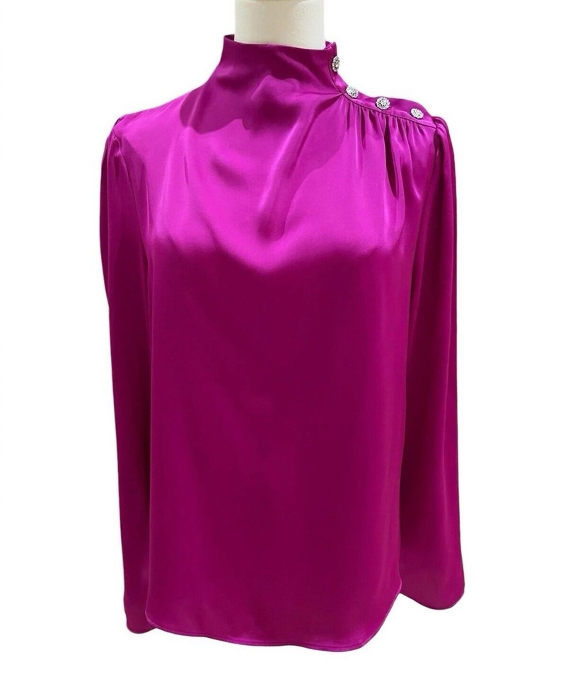 Joie high neck satin rhinestone bling buttons top size XS - $114.84