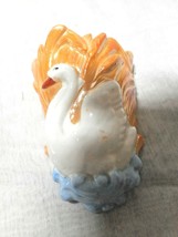 German Bisque SWAN Wall Pocket Orange Lusterware Dated 1910 Lovely Small... - $28.49