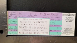 Metallica - Feb. 25, 1993 Mexico City, Mexico Mint Whole Concert Ticket Last 1 - £31.38 GBP