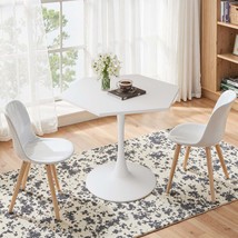Modern Hexagonal Coffee Table 31.5&quot; White MDF Metal Base, Living Room - $175.99