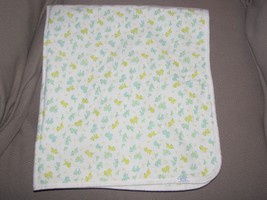 Vintage Baby Carters Green Blue Yellow White Bunny Cat Fox Flower Stripe Blanket - £25.45 GBP