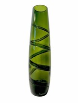 Pier 1 Emerald Green Art Glass Hand Blown Swirl Murano Style Tall Vase Rare MCM - £47.14 GBP