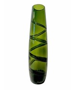 Pier 1 Emerald Green Art Glass Hand Blown Swirl Murano Style Tall Vase R... - £47.04 GBP