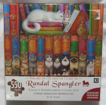 KI Puzzles 550+ Piece Puzzle THE ART OF RANDAL SPANGLER CAT BOOKSHELF - $31.75
