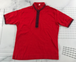 Vintage Polo Shirt Mens Small Red Short Sleeve Half Zip Navy Blue Trim C... - $14.84