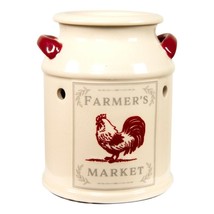 Farmhouse Milk Can Red Rooster Wax Warmer Stoneware Farm Bird Poultry Bulb New - £20.87 GBP