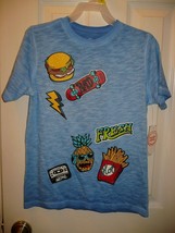Wonder Nation Boys T Shirt Size Large (10-12) Ultra Blue Burger Fries Sk... - £7.87 GBP