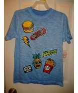 Wonder Nation Boys T Shirt Size Large (10-12) Ultra Blue Burger Fries Sk... - £7.69 GBP