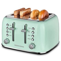 REDMOND Toaster 4 Slice,Retro Stainless Steel Toaster with Extra Wide Slot Bagel - £78.92 GBP