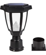 Outdoor Led Pole Lights Fixture Post Solar Lantern Black Yard Garden Pla... - £53.01 GBP