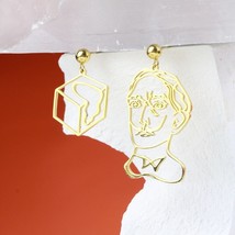 Artiest Dali Self-Portrait Gold Tone Dangle Earrings For Women 2022 Fashion Tren - £6.89 GBP
