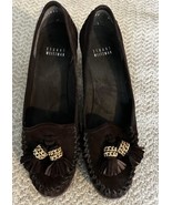 STUART WEITZMAN HEEL LOAFERS SHOES BROWN SUEDE TASSEL GOLD CHAIN SIZE 6 - £79.97 GBP