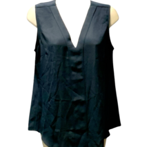 Banana Republic Sheer Sleeveless V Neck Blouse Top Navy Blue Women's Size Small image 2