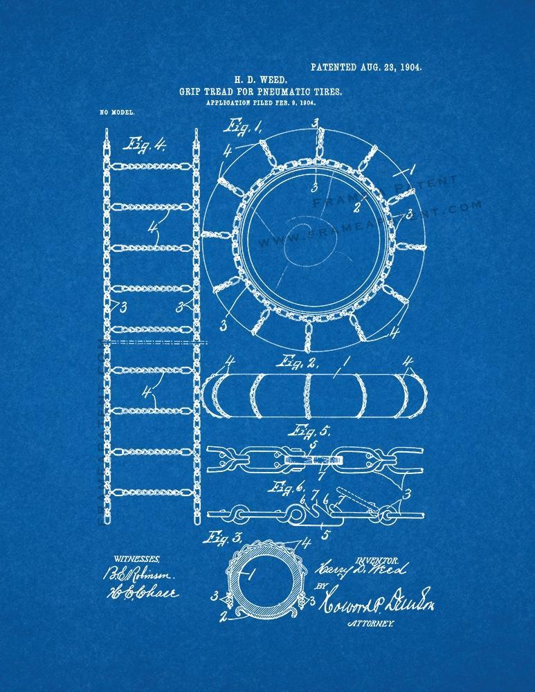 Grip-tread for Pneumatic Tires Patent Print - Blueprint