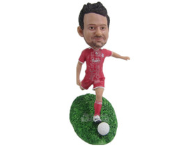 Custom Bobblehead Male Soccer Player Ready To Kick With Power - Sports &amp; Hobbies - £66.52 GBP