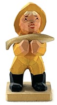 Henning Norway Hand Carved Fisherman Boy – 3.5” Scandinavian Wood Art - $19.95