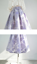 Light Purple Flower Midi Skirt Outfit Summer High Waist Floral Party Skirt Plus image 7