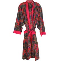 Vintage Gold Label Victoria Secret Kimono Floral Paisley Robe Womens Medium Red - £39.95 GBP