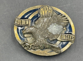 NRA Golden Eagles Belt Buckle, Blue Enamel &amp; Brass - Vintage NRA  3&quot; x 2.5&quot; - £9.28 GBP