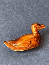 Vintage Carved Wood Duck Wildfowl Waterfowl Wildlife Pin Brooch – 1.75 inches - £9.02 GBP