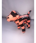 Victoria&#39;s Secret PINK Stuffed Dog PLUSH LOVE Salmon and Black Striped - $11.37 CAD