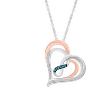 Yaathi 1/4 Carat Blue and White Moissanite Infinity and Double Heart Pendant Nec - £42.28 GBP