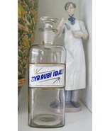 RARE Glass Label Apothecary Bottle~10&quot; Tall~SyrupOf Red Raspberry~SYR.RU... - £161.48 GBP
