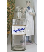RARE Glass Label Apothecary Bottle~10&quot; Tall~SyrupOf Red Raspberry~SYR.RU... - $275.05 CAD