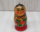 Mini Russian Nesting doll Matryoshka red green w/ loop to use as ornament - $12.86