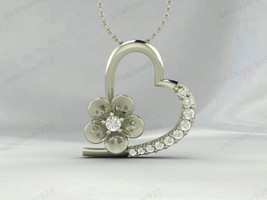 Heart Shape Flower Design Diamond Stone 925 Sterling Silver Pendant Neck... - $35.64+
