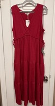 NEW Max Studio Dress Women&#39;s LARGE Red Tiered Casual Boho Maxi - $39.59