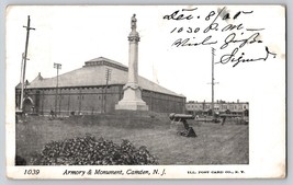 Postcard NJ New Jersey Camden Armory &amp; Monument Early 1900s Used - £7.96 GBP