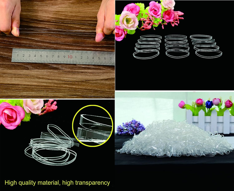 2000 PCS Clear Elastic Mini Ponytail Rubbers Ties, Soft Non-Slip Small Hair Acce Item image 2