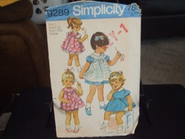 Simplicity 9289 Toddler's Dress, Pinafore & Panties Pattern - Size 1 Chest 20 - $10.88