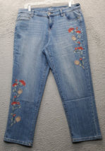 Style&amp;co. Cropped Jeans Womens 14P Blue Denim Embroidered Floral Curvy B... - £16.01 GBP