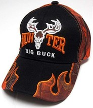 Big Buck Hunter Black &amp; Orange Camo Flames Hunting Hat Cap Adult Men&#39;s (Style 2) - £11.78 GBP