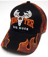 Big Buck Hunter Black &amp; Orange Camo Flames Hunting Hat Cap Adult Men&#39;s (... - £11.26 GBP