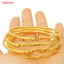 3MM Africa Jewelry Indian Bangles Ball African Gold color Bangle&amp;Bracelet Ethiop - £12.06 GBP