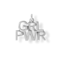 Oxidized Sterling Silver &quot;GRL PWR&quot; Charm for Charm Bracelet or Necklace - £17.52 GBP