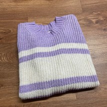 American Eagle Purple Cream Super Soft Pullover Sweater Womens Size Small Tunic - £18.57 GBP