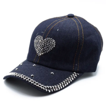 Cotton Bling Heart Denim Hat Cap  - $21.78