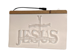Jesus LED Neon Hanging Sign Light Cross Nails Unique Gift The Way The Truth Life - £25.06 GBP