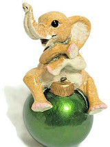 ELEPHANT Sitting on Christmas Ornament Trunk Up Figurine Kitty&#39;s Critters - £23.97 GBP
